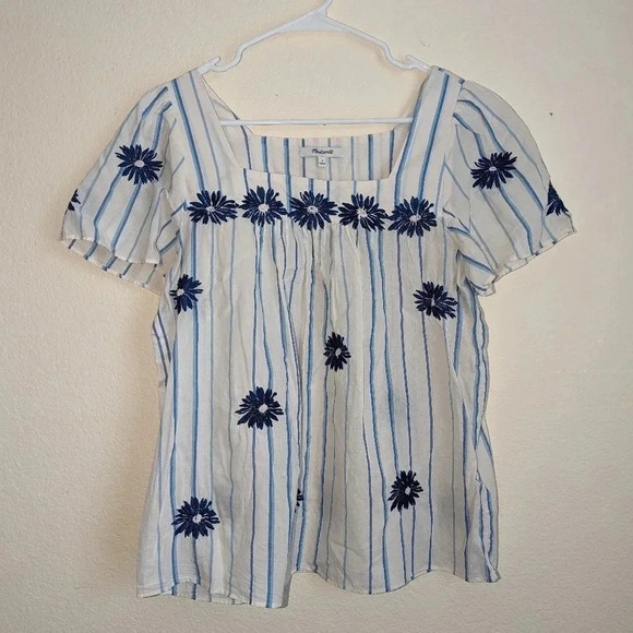 Floral Embroidered Butterfly Top in Stripe - Picture 2 of 10
